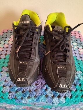 Nike Shox Women Black & Neon Yellow Athletic Shoes